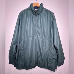 LL Bean Mens XL Tall 1/4 Zip Classic Anorak Jacket Pullover Green Navy Trim
